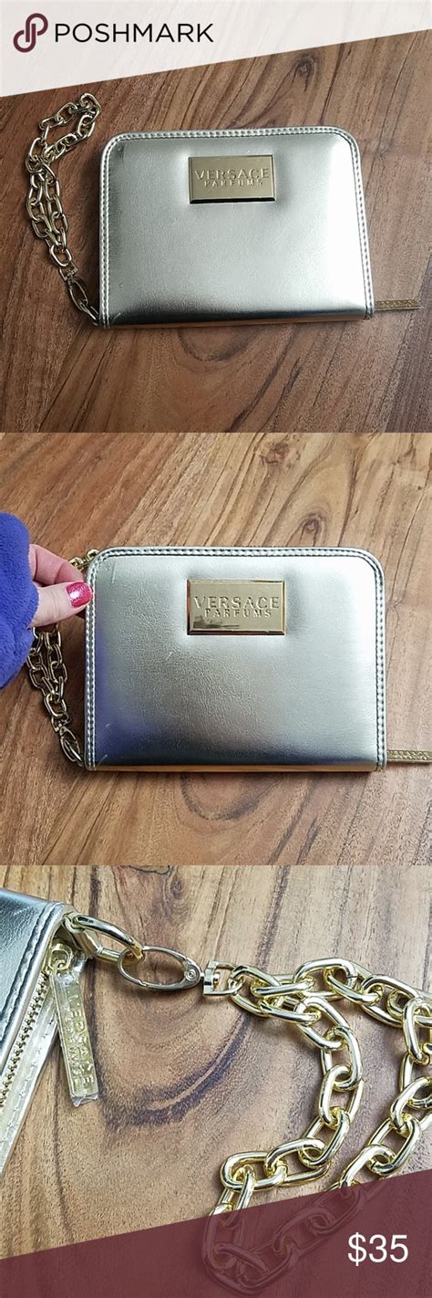 versace leather chain strap wristlet|Versace wallet saks.